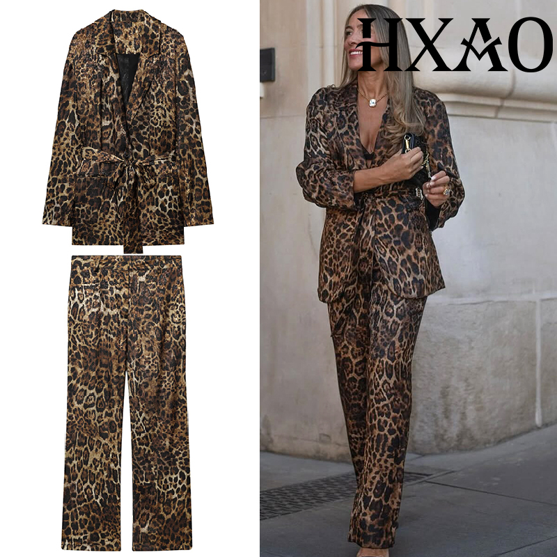Blazer Set Women Formal - HXAO Leopard Pants Sets 2 Piece