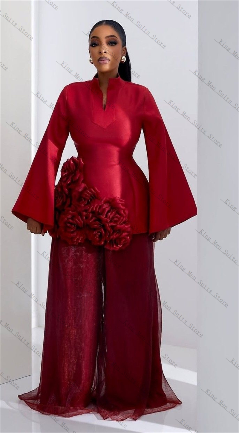 Women'S Formal Wear For A Wedding Guest - Burgundy Women Suit Set 2 Pcs