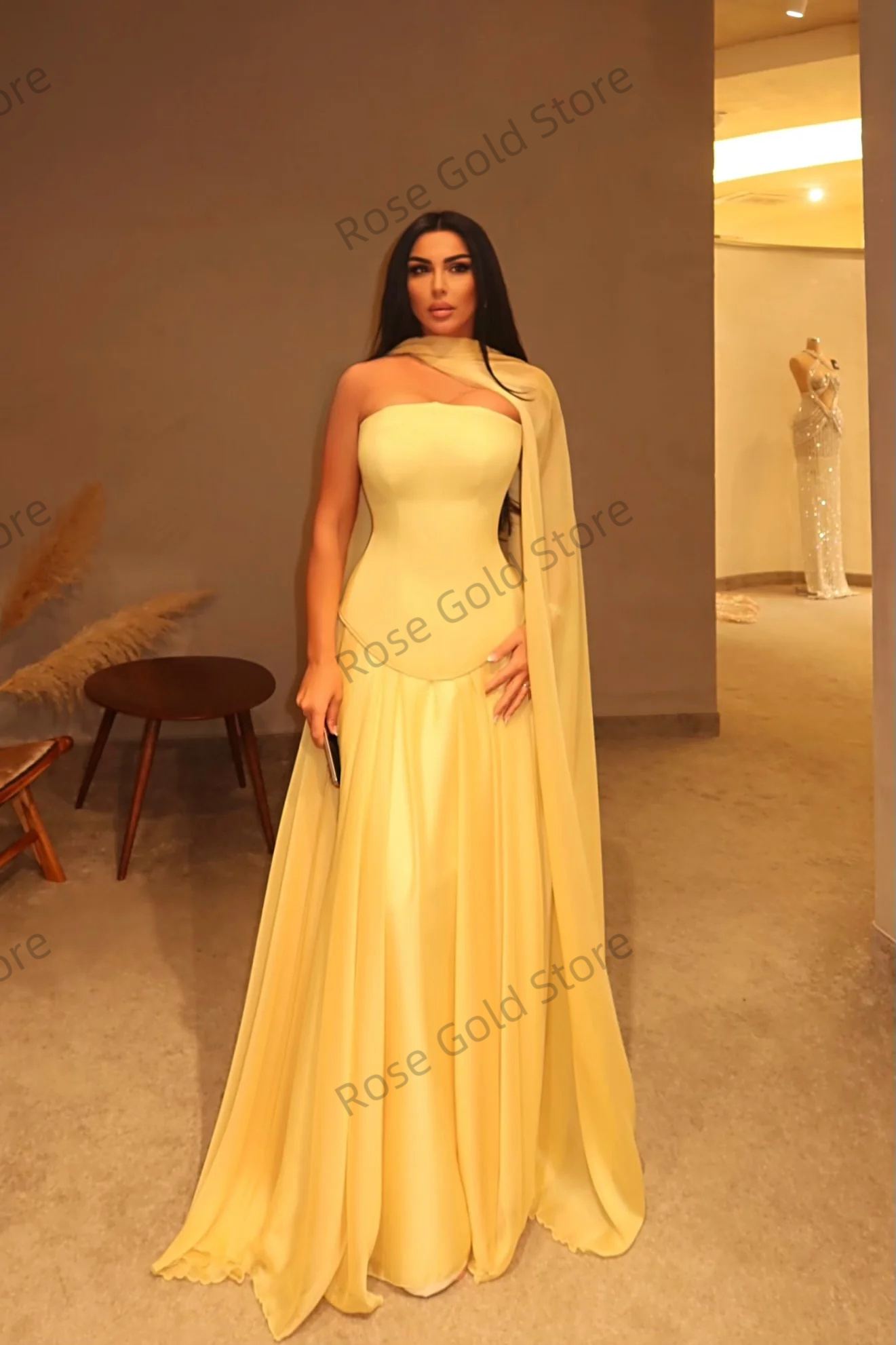 Simple Yellow Evening Dresses  – Yellow Formal Wear Women Bewertung und Preis
