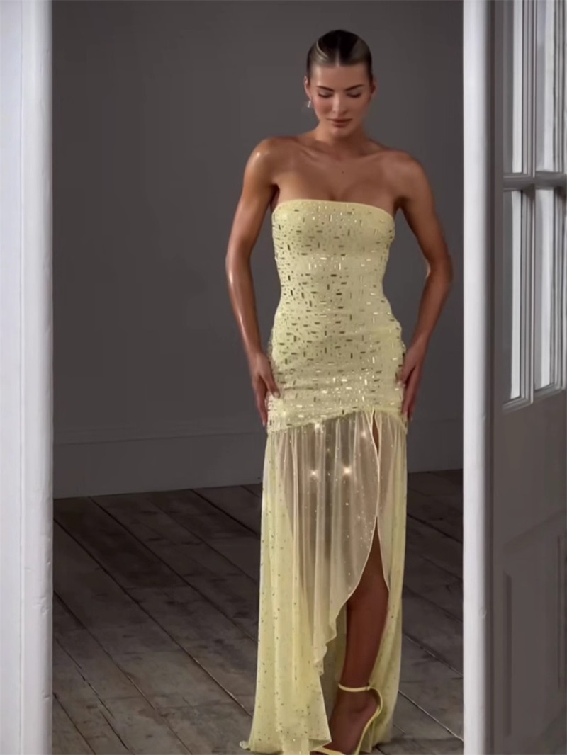 Yellow Crystal Women Prom Dres – Yellow Formal Wear Women Bewertung und Preis