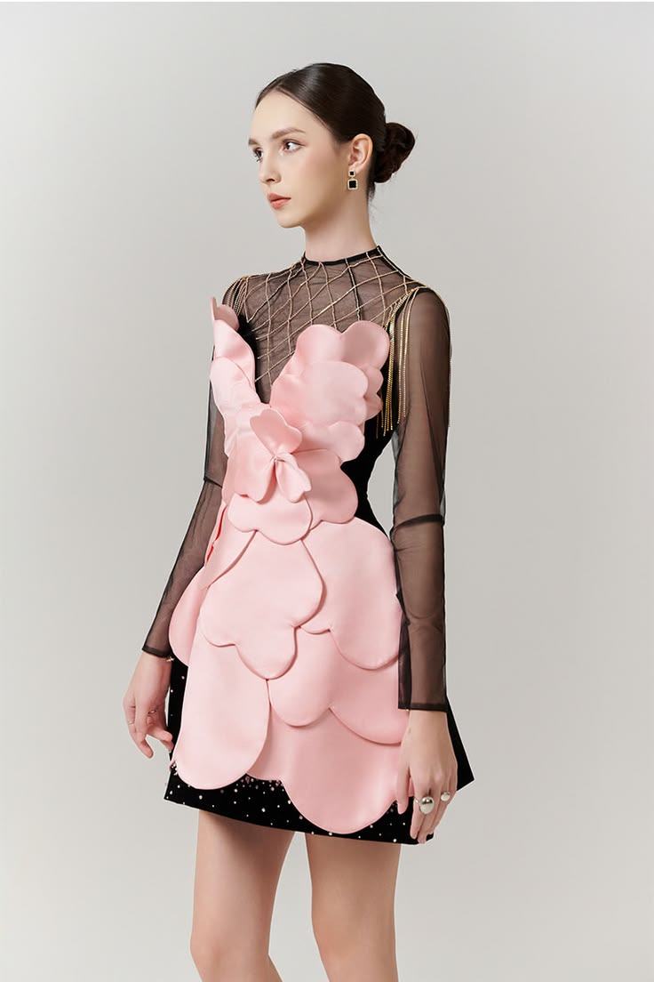 Gothic Black Pink Floral Mini  – Formal Wear Gowns For Women Bewertung und Preis
