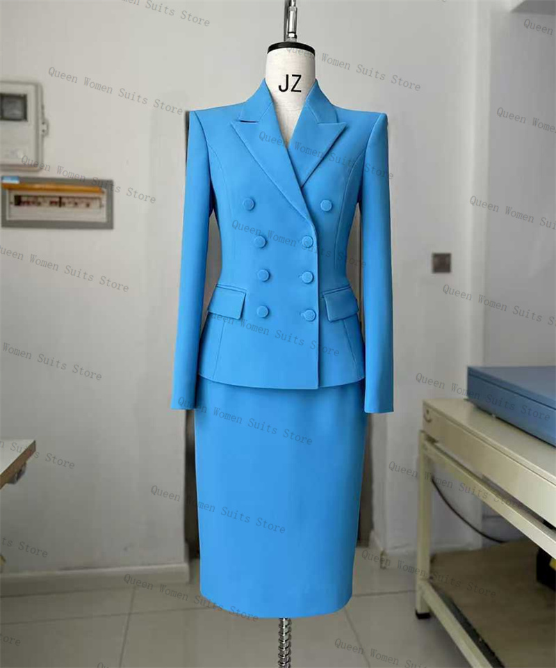 Sky Blue Women Suit Skirt Set  – Women'S Formal Wear For A Wedding Guest Bewertung und Preis