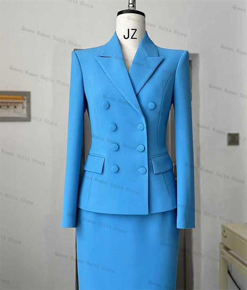 Sky Blue Women Suit Skirt Set  – Women'S Formal Wear For A Wedding Guest Bewertung und Preis