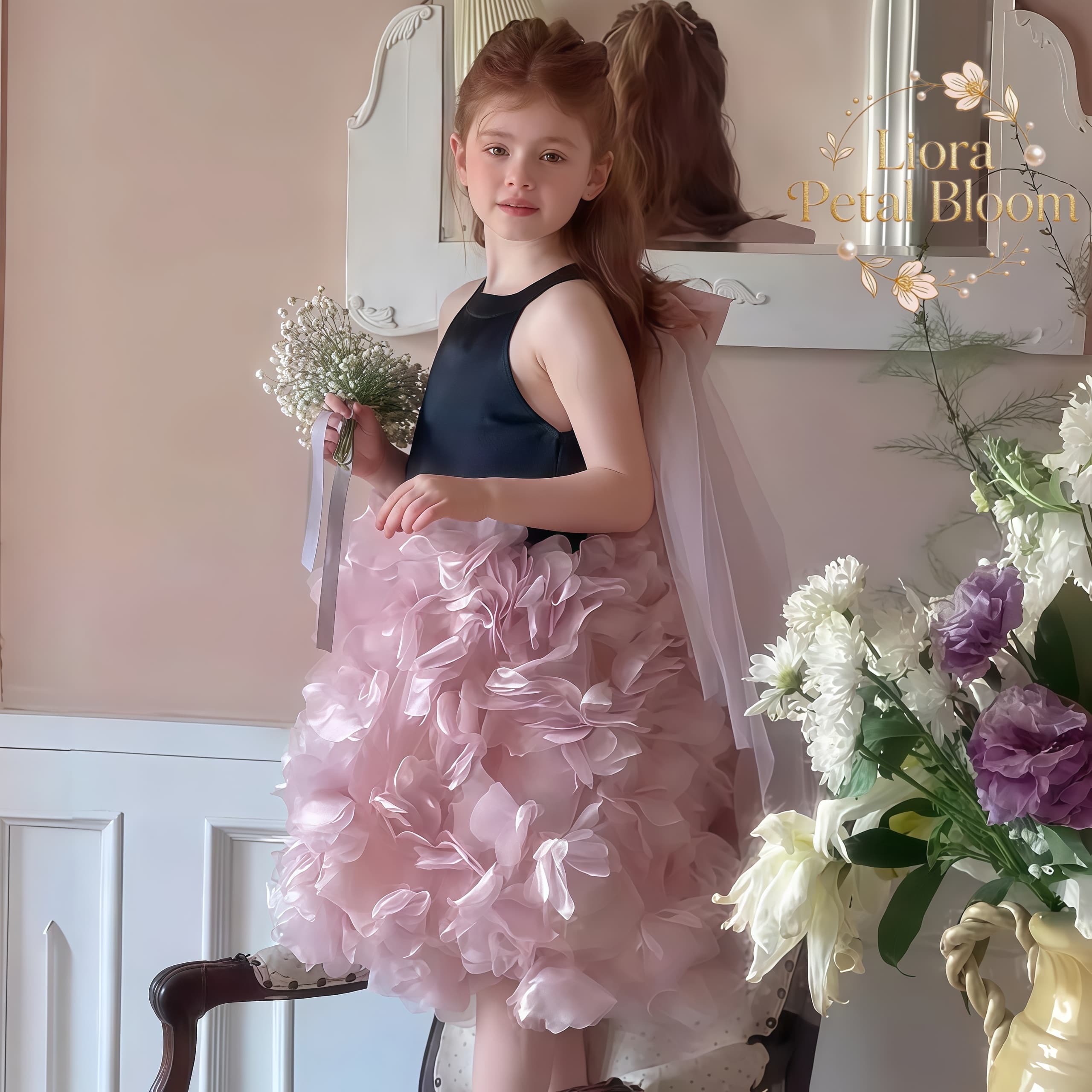 Girls' Black Floral Tulle Dres – Formal Wear Gowns For Women Bewertung und Preis