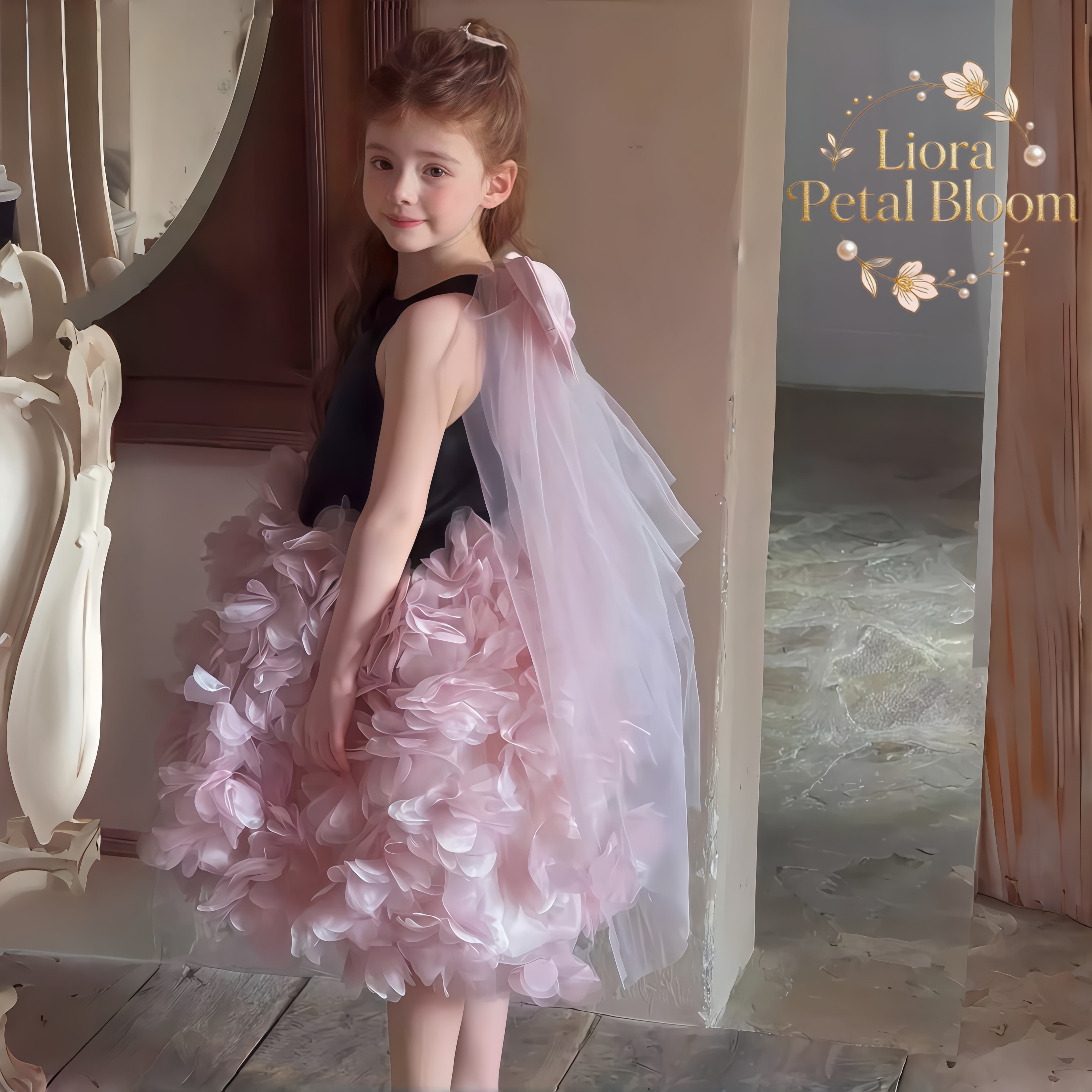 Girls' Black Floral Tulle Dres – Formal Wear Gowns For Women Bewertung und Preis