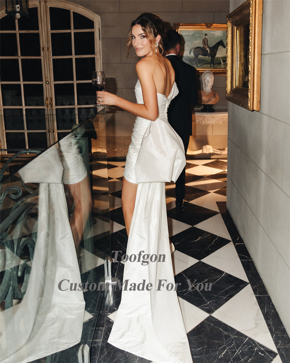 Toofgon Sheath Satin Short Wed – Formal Wear Gowns For Women Bewertung und Preis