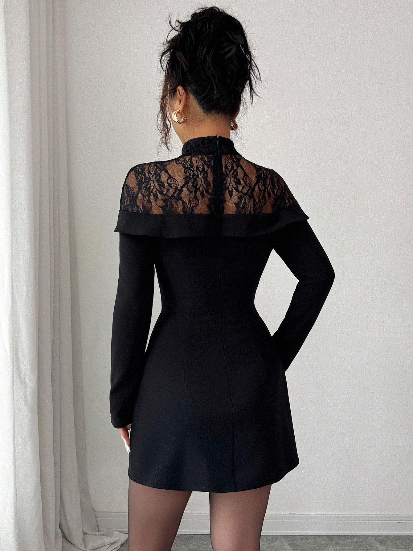 Women's Black Lace Mock Neck L – Formal Wear Gowns For Women Bewertung und Preis
