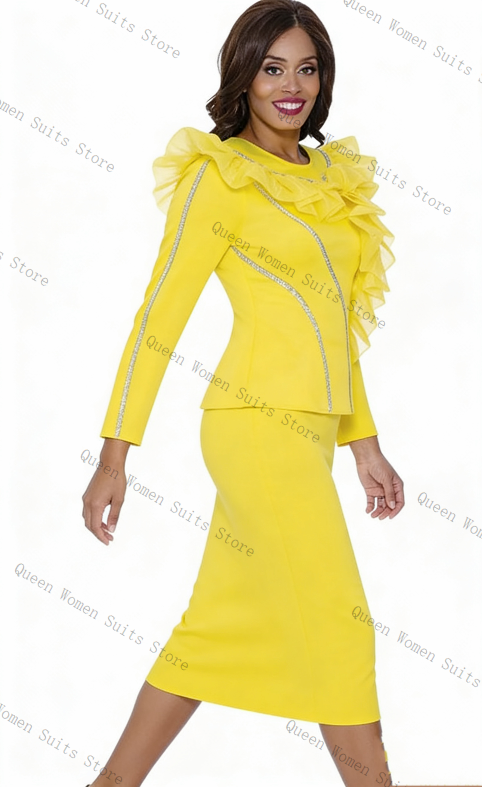 Crystals Yellow Women Suit Ski – Women'S Formal Wear For A Wedding Guest Bewertung und Preis