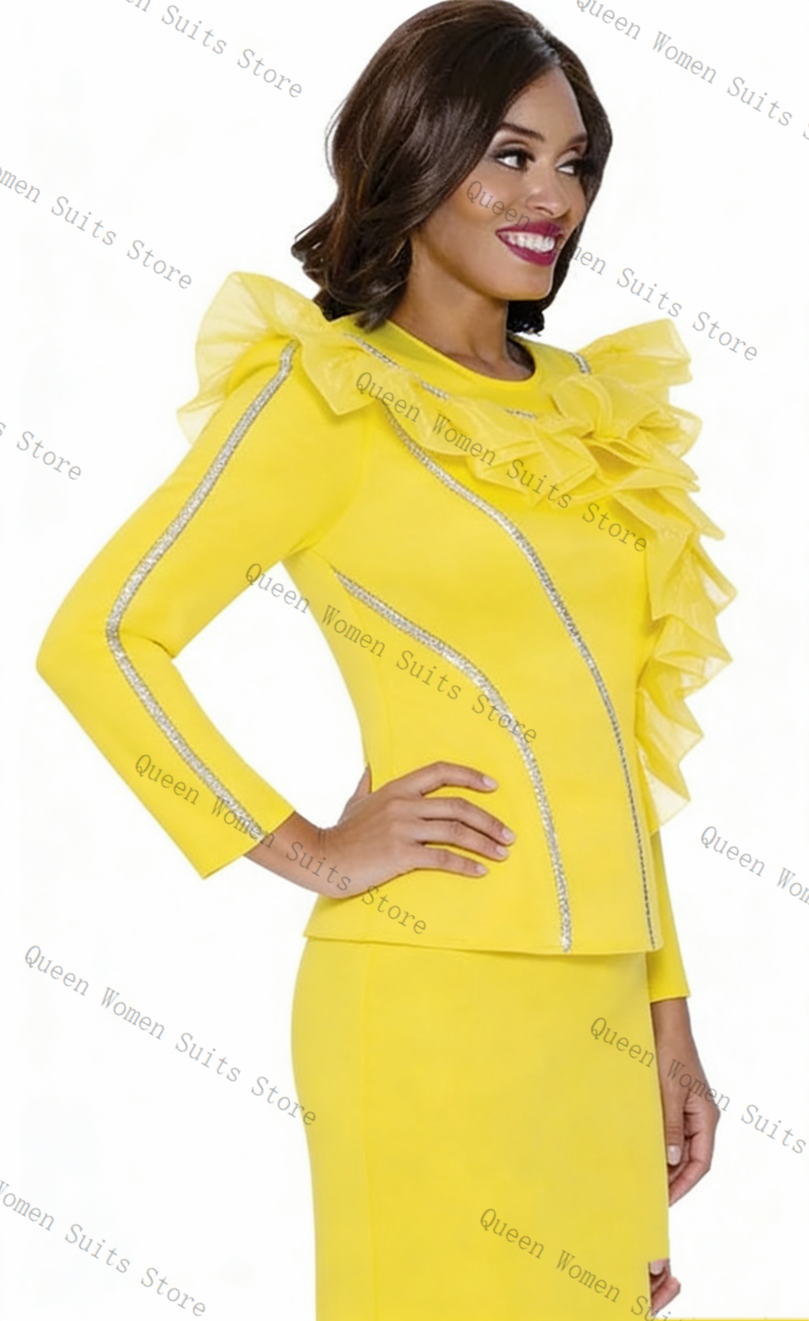 Crystals Yellow Women Suit Ski – Women'S Formal Wear For A Wedding Guest Bewertung und Preis